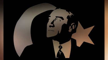 Atatürk 'ün çizimi. Türkiye Cumhuriyeti 'nin ilk cumhurbaşkanı. 
