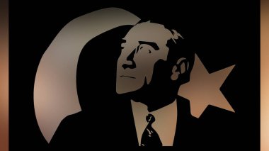 Atatürk 'ün çizimi. Türkiye Cumhuriyeti 'nin ilk cumhurbaşkanı. 