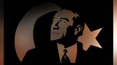 Atatürk 'ün çizimi. Türkiye Cumhuriyeti 'nin ilk cumhurbaşkanı. 