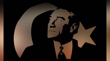 Atatürk 'ün çizimi. Türkiye Cumhuriyeti 'nin ilk cumhurbaşkanı. 