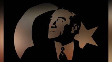 Atatürk 'ün çizimi. Türkiye Cumhuriyeti 'nin ilk cumhurbaşkanı. 