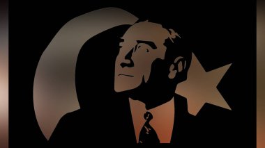 Atatürk 'ün çizimi. Türkiye Cumhuriyeti 'nin ilk cumhurbaşkanı. 