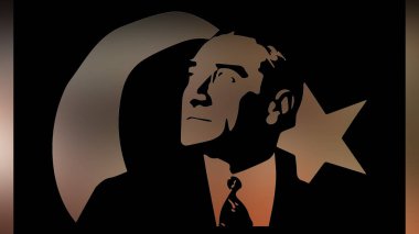 Atatürk 'ün çizimi. Türkiye Cumhuriyeti 'nin ilk cumhurbaşkanı. 