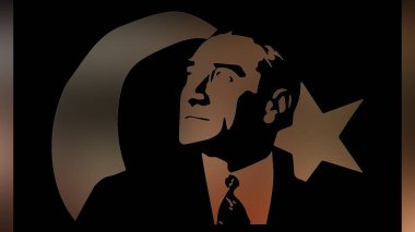 Atatürk 'ün çizimi. Türkiye Cumhuriyeti 'nin ilk cumhurbaşkanı. 