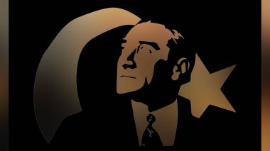 Atatürk 'ün çizimi. Türkiye Cumhuriyeti 'nin ilk cumhurbaşkanı. 