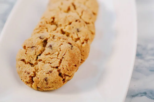 Group Assorted Cookies Chocolate Chip Oatmeal Raisin White Chocolate — Stock Photo, Image