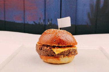 Taze sebzeli ev yapımı hamburger.