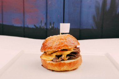 Taze sebzeli ev yapımı hamburger.