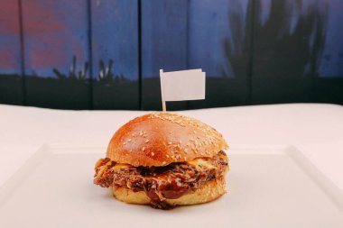 Taze sebzeli ev yapımı hamburger.