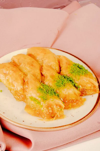 Traditionell Turkisk Dessert Baklava Med Cashew Valnötter Hemgjord Baklava Med — Stockfoto