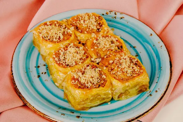 Baklava Dessert Turc Traditionnel Avec Noix Cajou Noix Baklava Maison — Photo