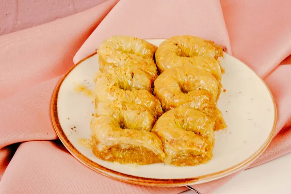 Baklava Tradicional Postre Turco Con Anacardo Nueces Baklava Casera Con —  Fotos de Stock