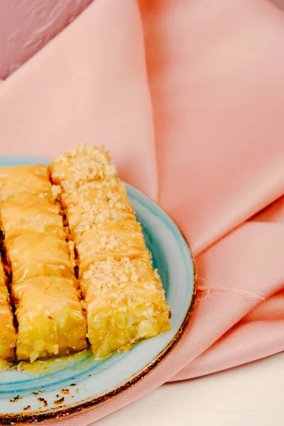 Traditionele Turkse Dessert Baklava Met Cashew Walnoten Zelfgemaakte Baklava Met — Stockfoto