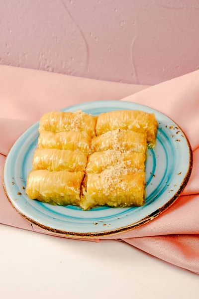 Baklava Dessert Turc Traditionnel Avec Noix Cajou Noix Baklava Maison — Photo