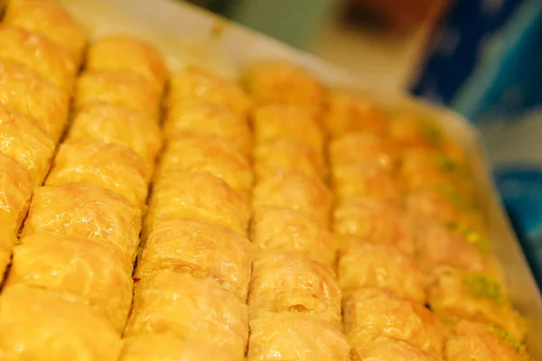 Sobremesa Tradicional Turca Baklava Com Caju Nozes Baklava Caseira Com — Fotografia de Stock