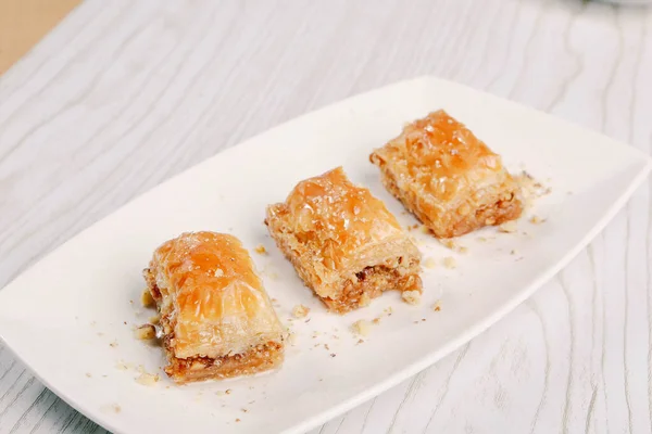 Traditionelle Türkische Nachspeise Baklava Mit Cashew Walnüssen Hausgemachte Baklava Mit — Stockfoto