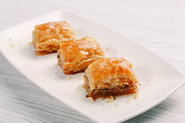 Traditionelle Türkische Nachspeise Baklava Mit Cashew Walnüssen Hausgemachte Baklava Mit — Stockfoto