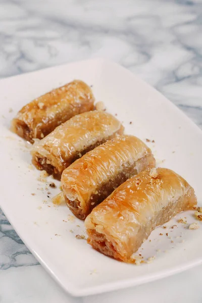 Traditionelle Türkische Nachspeise Baklava Mit Cashew Walnüssen Hausgemachte Baklava Mit — Stockfoto