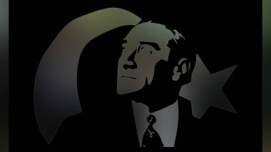 Atatürk 'ün çizimi. Türkiye Cumhuriyeti 'nin ilk cumhurbaşkanı. 