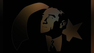 Atatürk 'ün çizimi. Türkiye Cumhuriyeti 'nin ilk cumhurbaşkanı. 