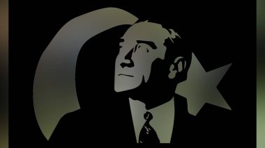 Atatürk 'ün çizimi. Türkiye Cumhuriyeti 'nin ilk cumhurbaşkanı. 