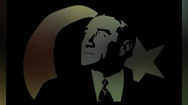 Atatürk 'ün çizimi. Türkiye Cumhuriyeti 'nin ilk cumhurbaşkanı. 