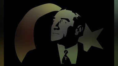 Atatürk 'ün çizimi. Türkiye Cumhuriyeti 'nin ilk cumhurbaşkanı. 