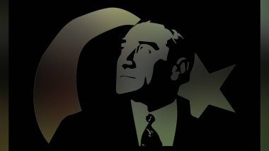 Atatürk 'ün çizimi. Türkiye Cumhuriyeti 'nin ilk cumhurbaşkanı. 
