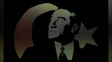 Atatürk 'ün çizimi. Türkiye Cumhuriyeti 'nin ilk cumhurbaşkanı. 