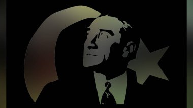 Atatürk 'ün çizimi. Türkiye Cumhuriyeti 'nin ilk cumhurbaşkanı. 