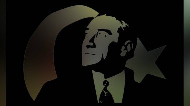 Atatürk 'ün çizimi. Türkiye Cumhuriyeti 'nin ilk cumhurbaşkanı. 
