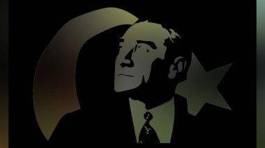 Atatürk 'ün çizimi. Türkiye Cumhuriyeti 'nin ilk cumhurbaşkanı. 