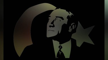 Atatürk 'ün çizimi. Türkiye Cumhuriyeti 'nin ilk cumhurbaşkanı. 