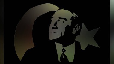 Atatürk 'ün çizimi. Türkiye Cumhuriyeti 'nin ilk cumhurbaşkanı. 