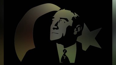Atatürk 'ün çizimi. Türkiye Cumhuriyeti 'nin ilk cumhurbaşkanı. 