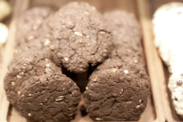 Gruppe Von Verschiedenen Cookies Schokochips Haferflocken Rosinen Weiße Schokolade — Stockfoto