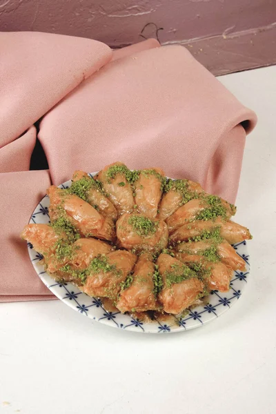 Baklava Tradicional Postre Turco Con Anacardo Nueces Baklava Casera Con — Foto de Stock