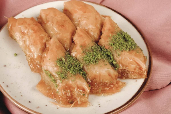 Baklava Dessert Turc Traditionnel Avec Noix Cajou Noix Baklava Maison — Photo