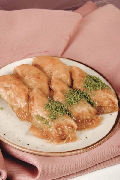 Traditionell Turkisk Dessert Baklava Med Cashew Valnötter Hemgjord Baklava Med — Stockfoto