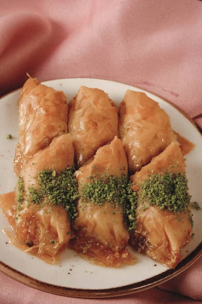 Baklava Tradicional Postre Turco Con Anacardo Nueces Baklava Casera Con — Foto de Stock