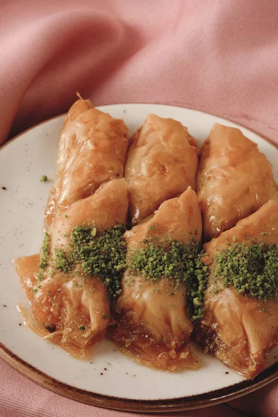 Baklava Dessert Turc Traditionnel Avec Noix Cajou Noix Baklava Maison — Photo