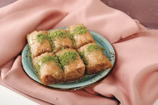 Baklava Tradicional Postre Turco Con Anacardo Nueces Baklava Casera Con — Foto de Stock