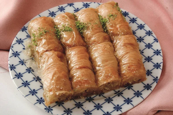 Baklava Tradicional Postre Turco Con Anacardo Nueces Baklava Casera Con — Foto de Stock