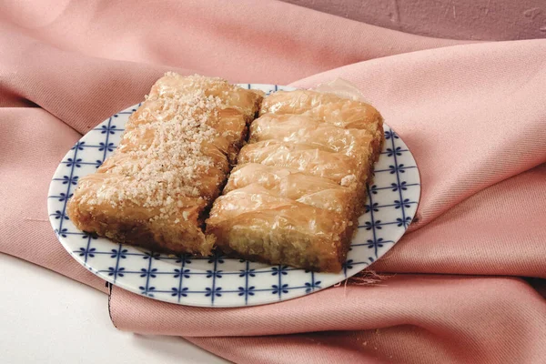 Traditionell Turkisk Dessert Baklava Med Cashew Valnötter Hemgjord Baklava Med — Stockfoto