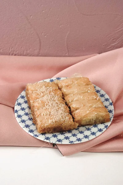 Traditionell Turkisk Dessert Baklava Med Cashew Valnötter Hemgjord Baklava Med — Stockfoto