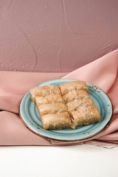 Traditionell Turkisk Dessert Baklava Med Cashew Valnötter Hemgjord Baklava Med — Stockfoto