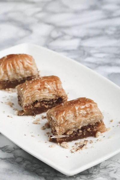 Baklava Dessert Turc Traditionnel Avec Noix Cajou Noix Baklava Maison — Photo