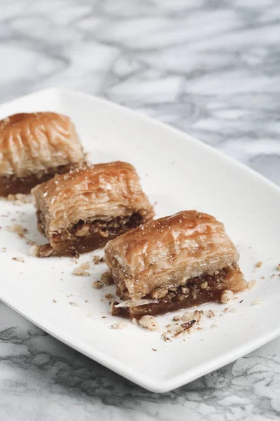 Baklava Dessert Turc Traditionnel Avec Noix Cajou Noix Baklava Maison — Photo