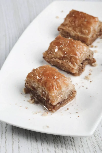 Baklava Dessert Turc Traditionnel Avec Noix Cajou Noix Baklava Maison — Photo