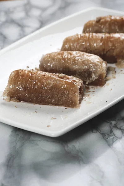 Traditionelle Türkische Nachspeise Baklava Mit Cashew Walnüssen Hausgemachte Baklava Mit — Stockfoto